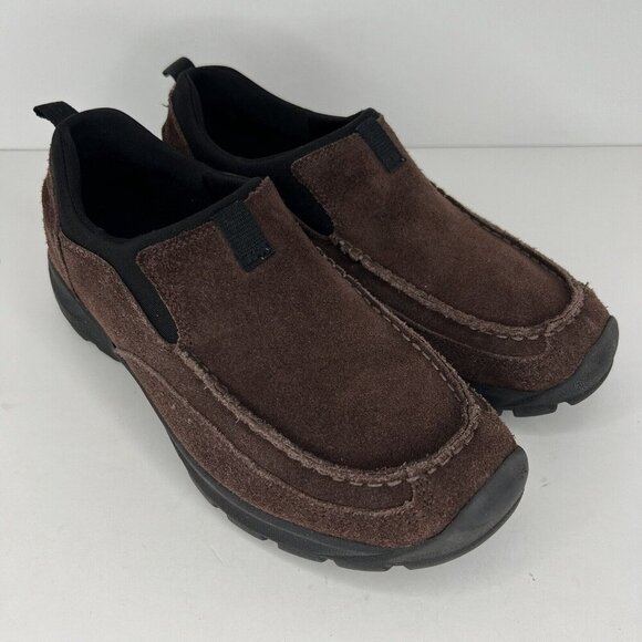 Land's End Brown Rough Cut Suede Chukka Loafers Mens Size 8.5 Slip-On Shoes - Picture 2 of 8